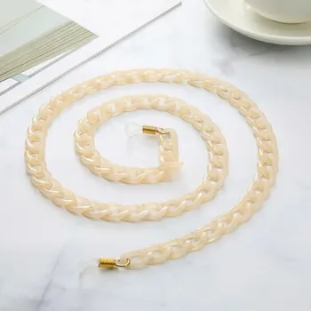 Řetízek Řetízek na brýle z akrylu s úchyty | módní řetízek 1+2 ks - Krémovo-zlatá