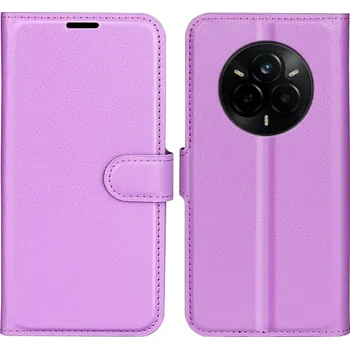 Pouzdro na mobilní telefon Litchi knížkové pouzdro na Realme 14 Pro+ 5G - fialové