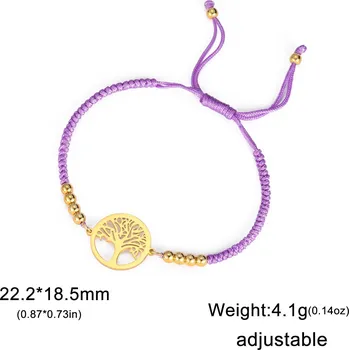 Náramek Náramek strom života | ochranný amulet, pánský šperk - Pletené lano Gold-361181 , 17-22 cm