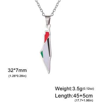 Náhrdelník Cazador ocelový náhrdelník s přívěskem mapa Palestiny | šperk - Barva oceli
