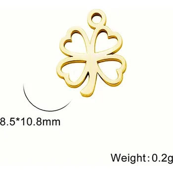 Přívěsek Přívěsek čtyřlístek pro štěstí z oceli | výroba šperků 5 ks - Zlatá barva