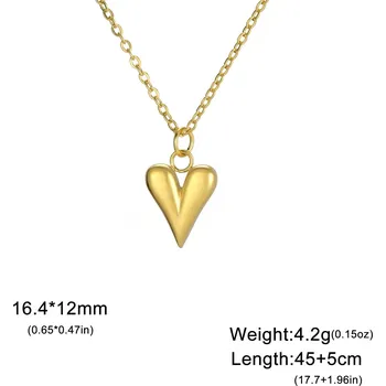 Náhrdelník Dámský náhrdelník srdce z oceli | ocelový řetízek - Zlatá barva