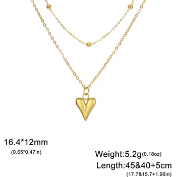 Náhrdelník Dámský náhrdelník srdce z oceli | ocelový řetízek - Dvouvrstvá - zlatá