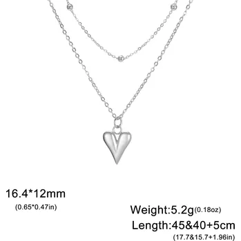 Náhrdelník Dámský náhrdelník srdce z oceli | ocelový řetízek - dvouvrstvá ocel