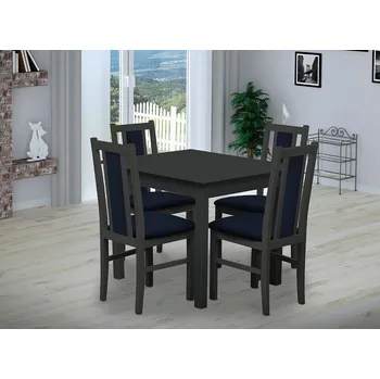 Jídelní set Nabytekmorava Jídelní set Brooklyn pro 4 osoby, stůl 90x90 cm barva lamina: Antracit, Čalounění: Scala tm. modrá 79
