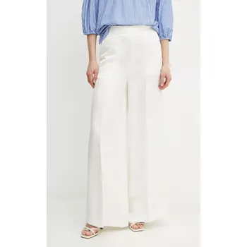 Dámské kalhoty Kalhoty s příměsí lnu Twinset béžová barva, high waist, 251TT2172 01X, vel. 40