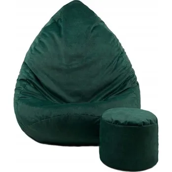 Sedací pytel JAKS Sedací vak s podnožkou velur zelený