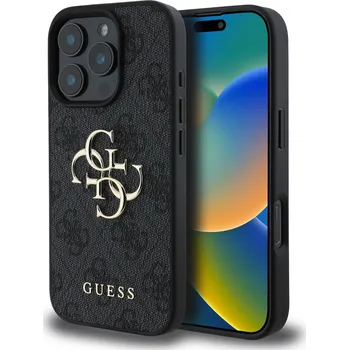 Guess Ochranný kryt na iPhone 16 Pro - Guess, 4G Metal Logo Gray GUHCP16L4GMGGR