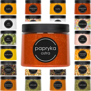 Sklenice 24 x ZAVAŘOVACÍ SKLENICE NÁDOBA NA KOŘENÍ S YPKÉ PRODUKTY 200 Ml + SAMOLEPICÍ ŠTÍTKY