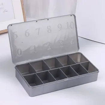 Úložný box Úložný box na nehty, 11 přihrádek | plastový organizér, box s víkem - Stříbro