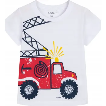 Chlapecké oblečení Chlapecké tričko T-shirt pro kluka Bavlna bílé 104 hasičské auto Endo
