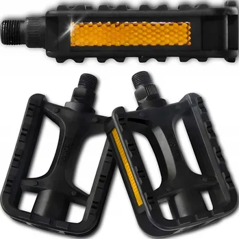 Pedál na kolo PLATFORMOVÉ PEDÁLY NA KOLO MTB BMX VELKÉ 9/16" ČERNÉ ODOLNÉ S ODRÁZKAMI