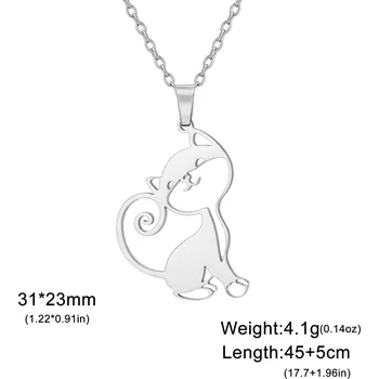 Náhrdelník Náhrdelník s kočkou z chirurgické oceli | šperk - Barva oceli