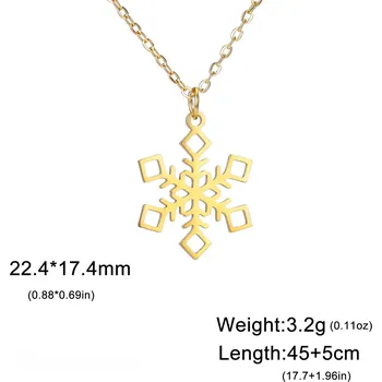 Náhrdelník Ocelový vánoční náhrdelník s přívěskem | šperky - Sněhová vločka 1 zlatá