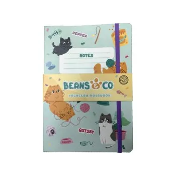 Zápisník Linkovaný A5 zápisník z recyklovaného papíru - Kočka Beans & Co