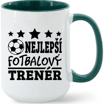 Keramický hrnek nejlepší fotbalový trenér, Barva Zelená, Velikost 450 ml, Canvas Keramický hrnek MAX - barevný vnitřek a ucho Bezvatriko.cz 0671
