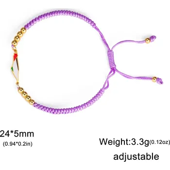 Náramek Řetízkový náramek pro ženy | stylový šperk - Voskové lano-fialové , 17-22 cm