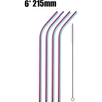 Kovová brčka sada z nerezu pro eko pití | nerezová brčka, eko brčka - 4ks Rainbow Bent