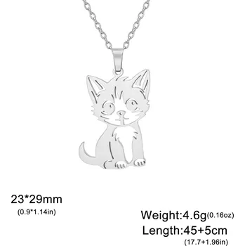 Náhrdelník Náhrdelník s kočkou z chirurgické oceli | dámský šperk - Barva oceli