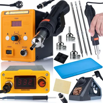 Páječka SADA PÁJECÍ STANICE HROT T12 HOT-AIR 858D HROTY T12 SILIKONOVÁ PODLOŽKA