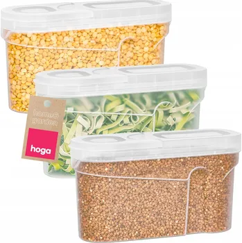 Dóza na potraviny KUCHYŇSKÁ NÁDOBA NA SYPKÉ POTRAVINY MOUKU CUKR RÝŽI S DÁVKOVAČEM 1,3L 3X