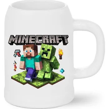 Sklenice Pivní půllitr - Minecraft 2, Barva Bílá, Velikost 500 ml, Canvas Pivní bílý půllitr Bezvatriko.cz 2922