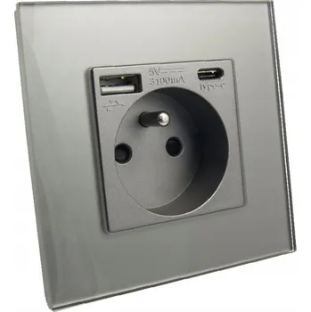 Elektrická zásuvka Elektrická Zásuvka , USB nástěnná, B-line šedá