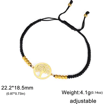 Náramek Náramek strom života | ochranný amulet, pánský šperk - Pletené lano Gold-6145 , 17-22 cm