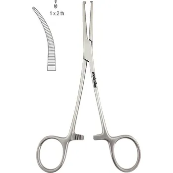 Kleště Kleště Kocher zahnuté 1x2 zuby, 14 cm