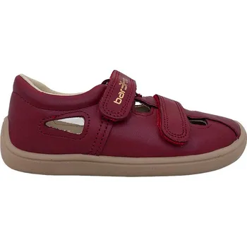 Dívčí sandály Kožené sandály 3F 3BE35/L27 bar3foot super flexi vínové barefoot, suchý zip velikost: 28