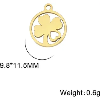 Přívěsek Přívěsek čtyřlístek pro štěstí z oceli | výroba šperků 5 ks - B zlatá barva