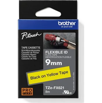 Pásek do tiskárny Páska BROTHER TZe-FX621, žlutá/černá, 9 mm, s flexibilní páskou