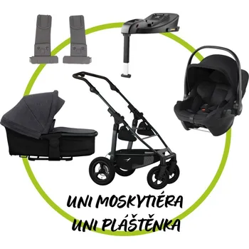 Kočárek TFK - Trends for Kids Akční set TFK Mono 4 frame - air wheel + Hluboká korba kombi Premium + Pláštěnka + Moskytiéra + adaptéry + Britax Römer Baby-Safe Core + isofix base