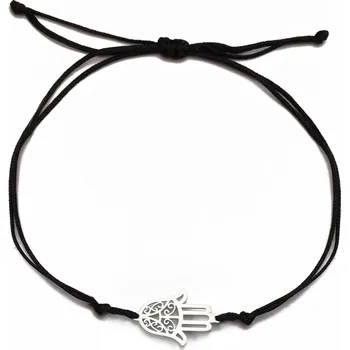 Náramek Náramek Hamsa amulet | šperky - Černé lano