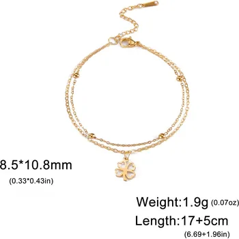 Náramek Náramek čtyřlístek z oceli pro štěstí | Dámský šperk - Styl A-G , 17-22 cm