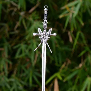 Luxusní kovová spona do vlasů ve tvaru meče | vlásenka meč | stylová ozdoba - 01