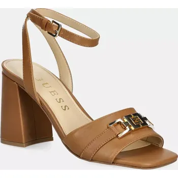 Dámské sandále Kožené sandály Guess GRATO hnědá barva, FLJGRT LEA03 FLJGRT.LEA03.TAN 82X, EUR 37