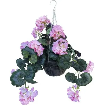 umělá květina Umělá květina muškát v závěsném květináči 43 cm růžová