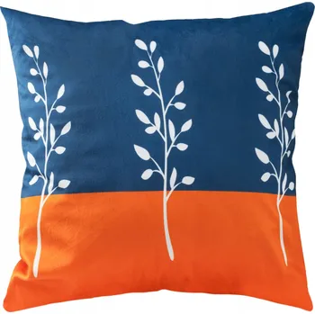Povlak na polštářek Dekorační povlak na polštář 43x43 cm měkký VELVET oranžový s větvičkami