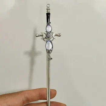 Luxusní kovová spona do vlasů ve tvaru meče | vlásenka meč | stylová ozdoba - as picture-361188