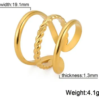 Prsten Nastavitelný prsten z oceli pro ženy | Dámský šperk - Styl C Zlatá barva