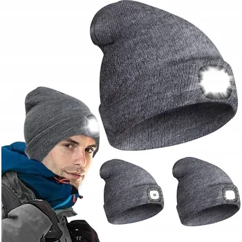 Čepice Zimní čepice s LED svítilnou, zateplená, černá, USB, sportovní, univerzální