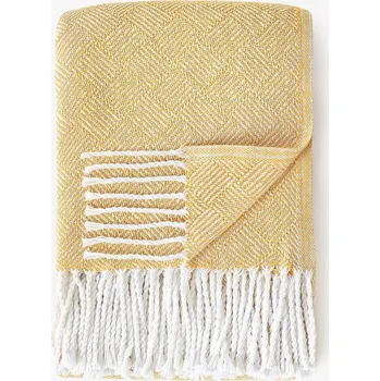 deka Bavlněná deka Mozaika - medová žlutá 140 x 200 cm