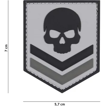 Nášivka 101 Inc. Company Nášivka na suchý zip Belgium skull (plast 3D) - grey (101 INC)