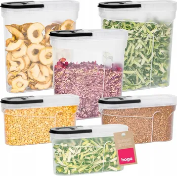 Dóza na potraviny KUCHYŇSKÁ NÁDOBA NA SYPKÉ POTRAVINY MOUKU CUKR RÝŽI DÁVKOVAČ 1,3L 2,4L 6X