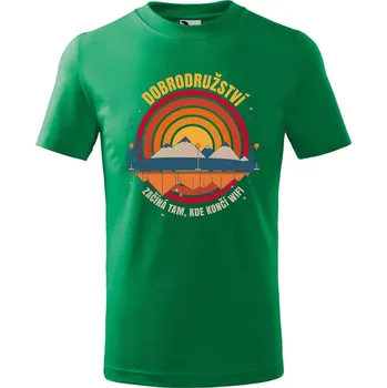 Chlapecké tričko Dětské tričko s potiskem Dobrodružství wifi Velikost: 158/12 let, Barva trička: Středně zelená