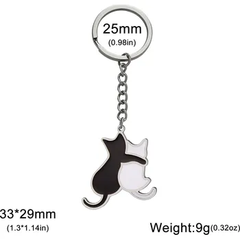 Kočičí a psí přívěsek na klíče z nerezové oceli | klíčenka - 2 kočky-S