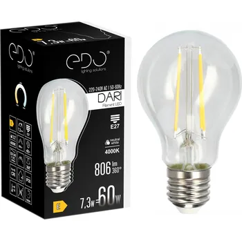 Žárovka Dekorativní LED žárovka E27 A60 Čirá 7,3W 4000K neutrální bílá 806lm EDO
