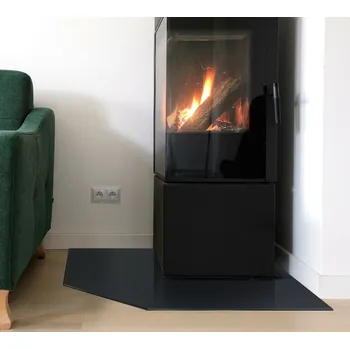 Zrcadlo Černé ochranné sklo pod kamna a ke krbům FIREGLASS o síle 8 mm, 75 x 75 cm částečná fazeta, ESG, baleno do kartonu 000-381 411-613