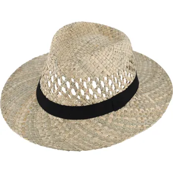 Klobouk Fiebig - Headwear since 1903 Slaměný klobouk z mořské trávy s černou stuhou - Fedora Velikost: 59 cm (L)